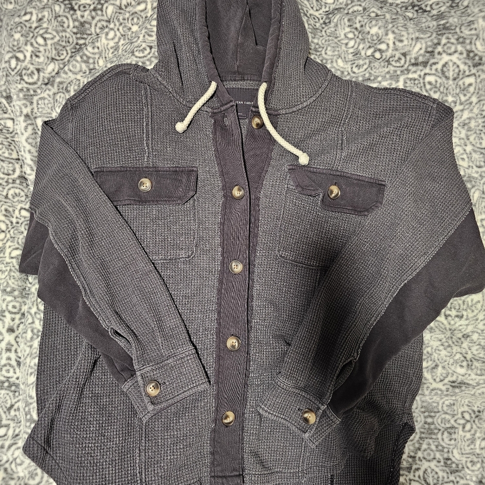 american eagle waffle knit shacket